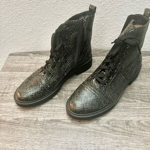 Paolo Black Snakeskin Lace-Up Boots